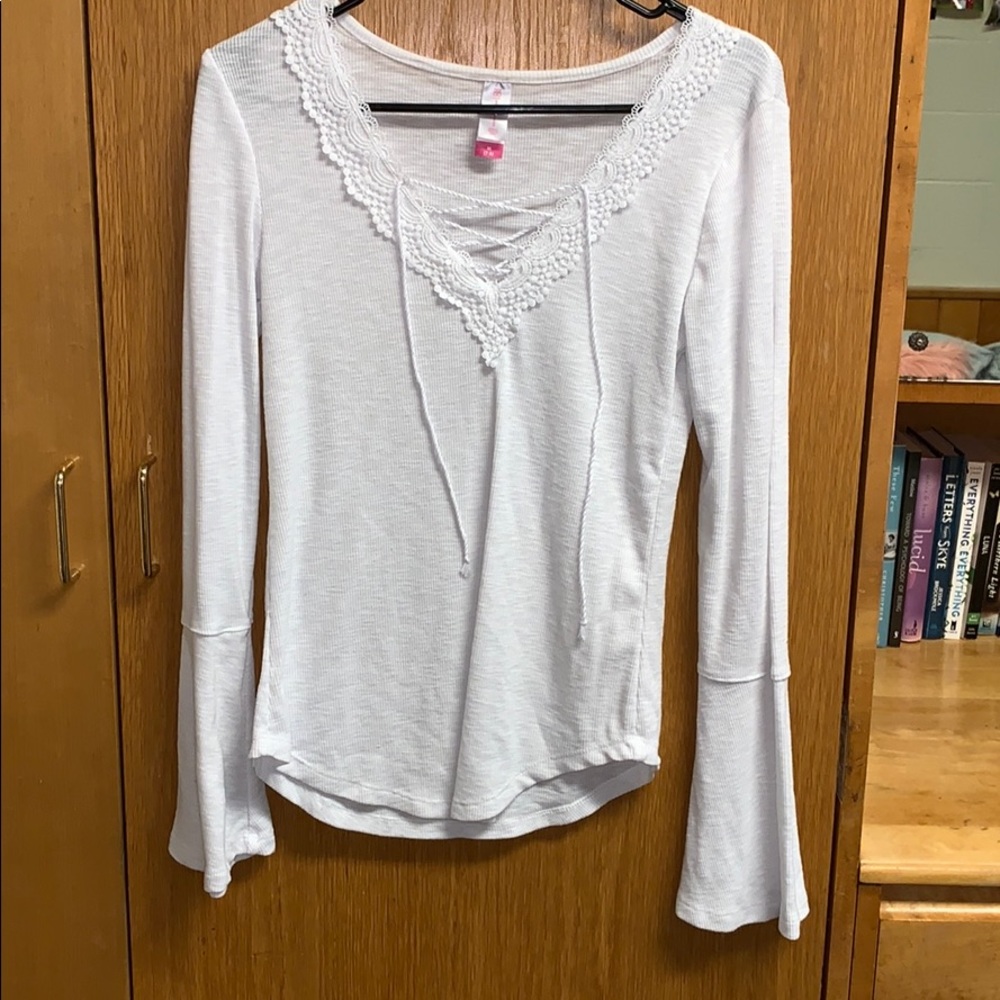 Cute bell sleeved white top